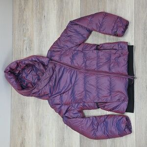 Nike Sportswear Womens Iridescent Asymmetrical Down Puffer Jacket Purple XS
